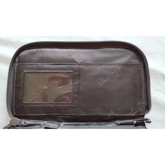 Vera Bradley Wallet Quilted Foral Pink Brown Zip Around Billfold - Picture 4 of 9